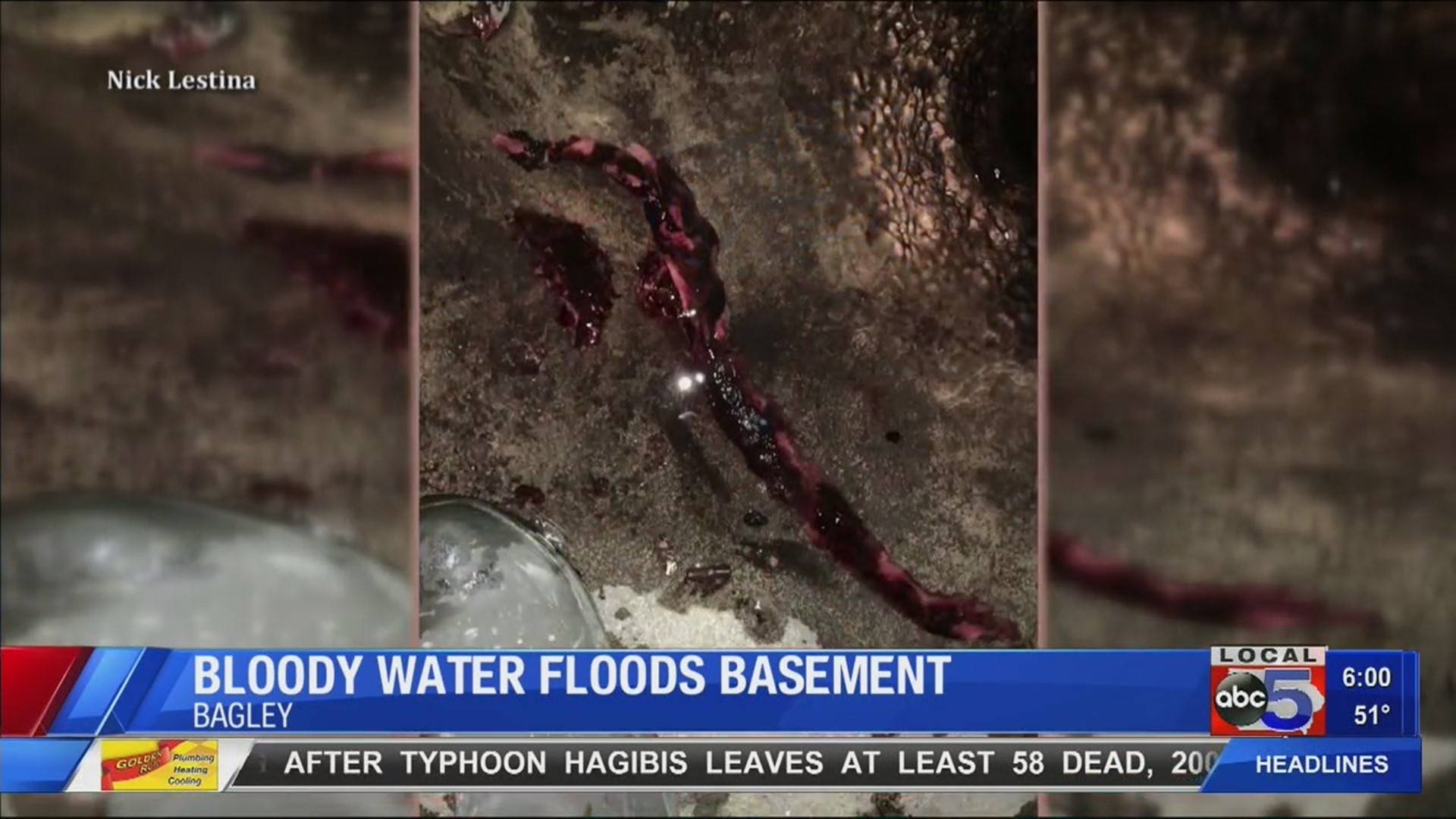 Family finds basement flooded with blood from meat locker