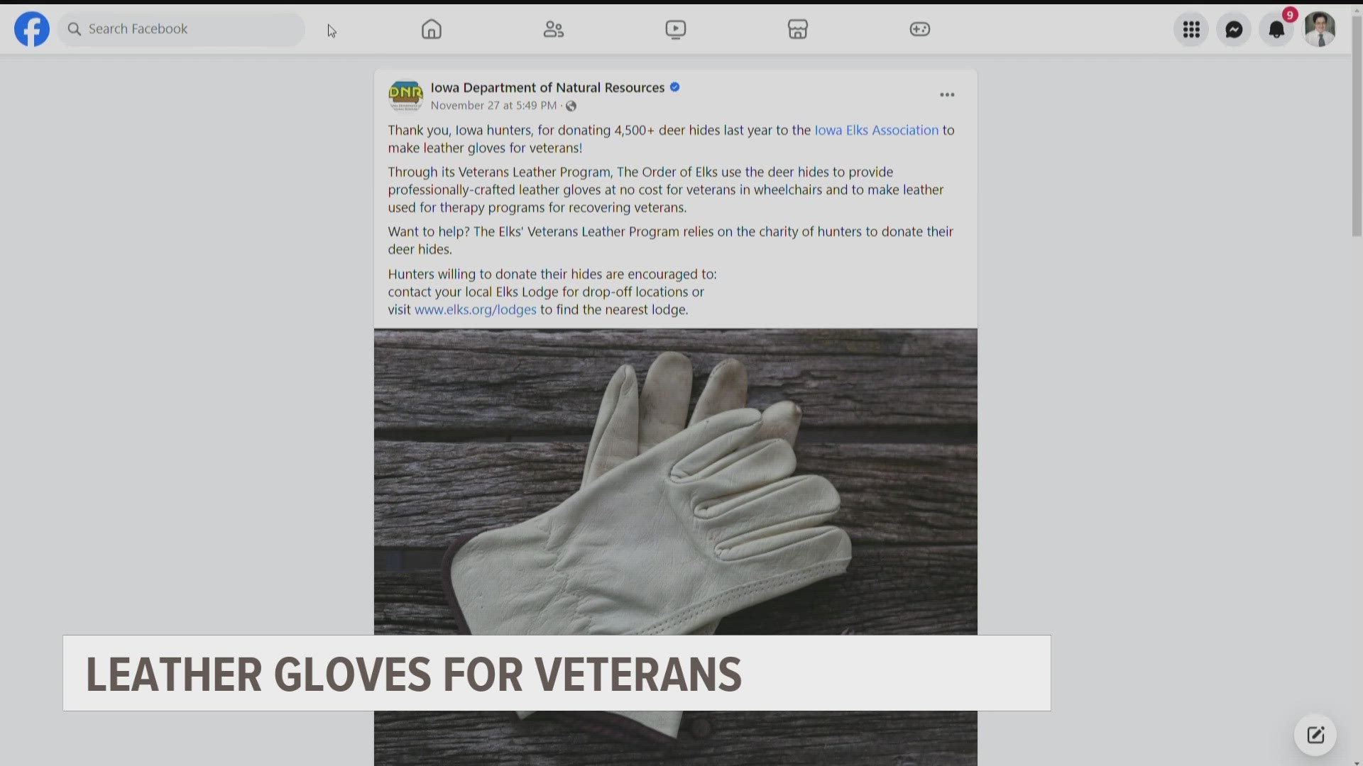 Iowa hunters donate deer hides to make gloves for veterans