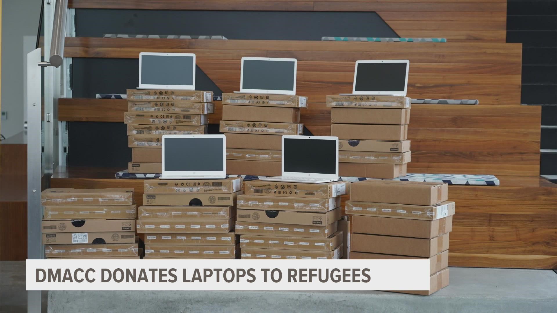 DMACC donated 50 new laptops to help refugees connect not only to family back in Afghanistan, but also to the central Iowa community.