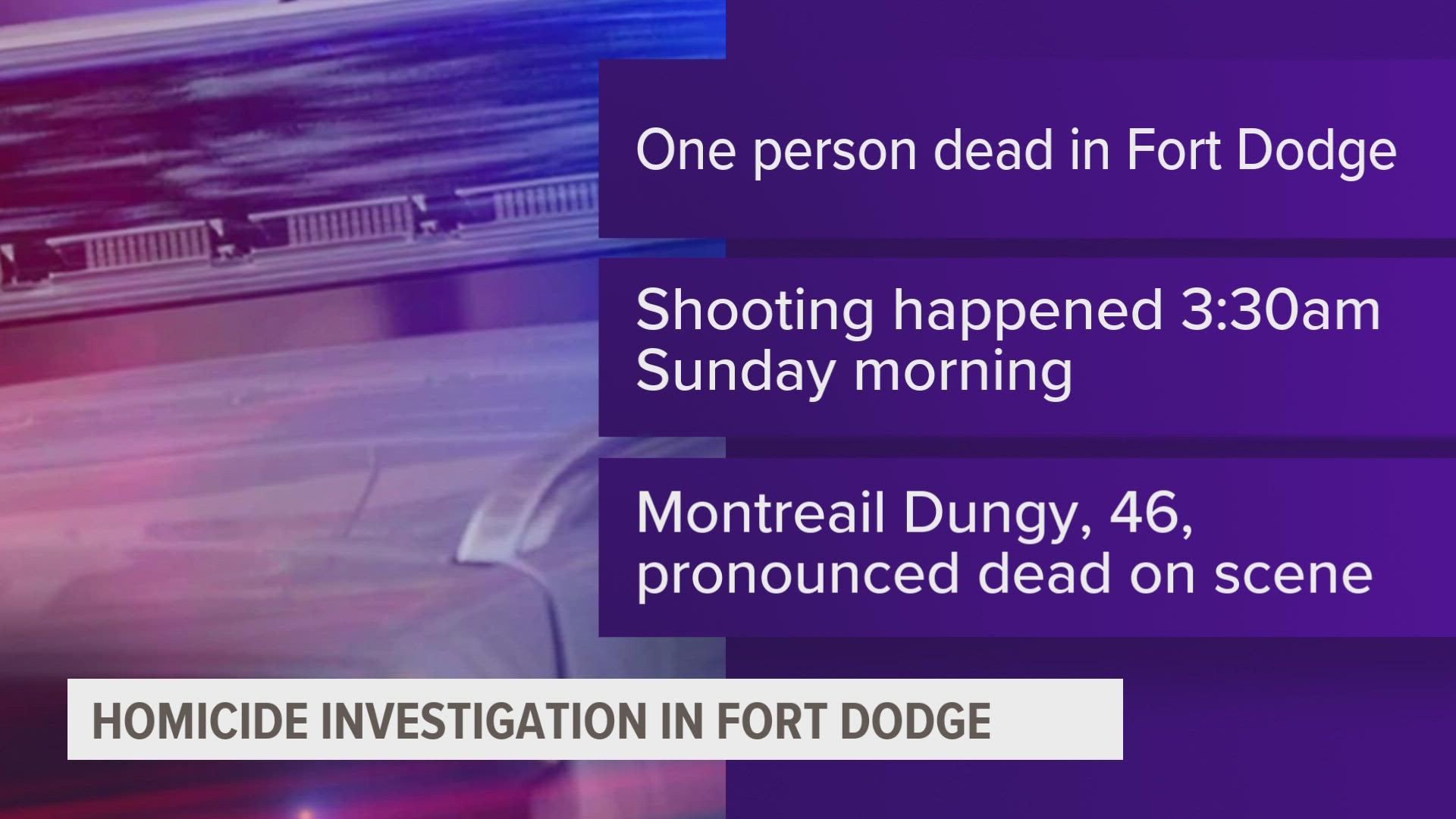 According to police, multiple calls came in after 3:00 a.m. Sunday reporting that someone was shot on the 1000 block of 10th Avenue SW in Fort Dodge.