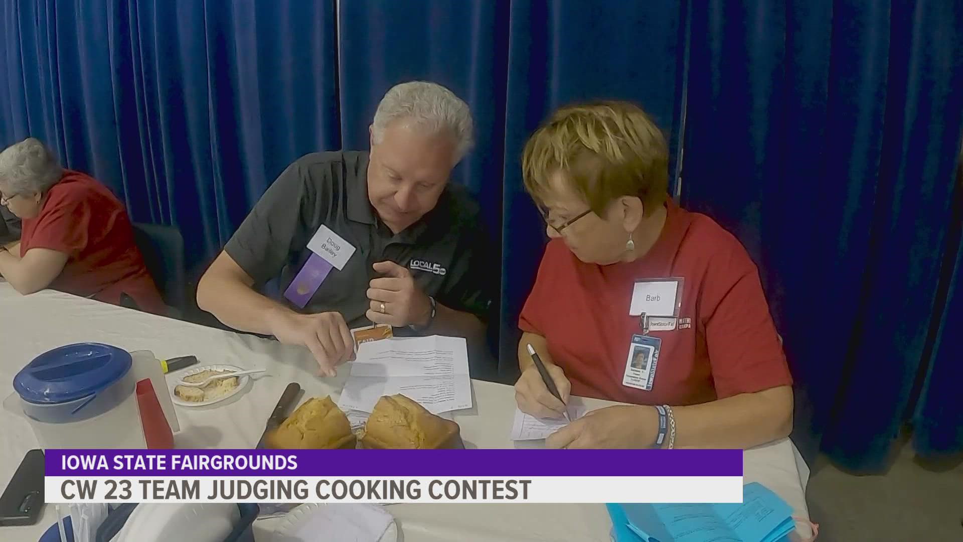 Local 5's Lou Sipolt and Doug Bailey judged the state fair's beginners' cooking contest.