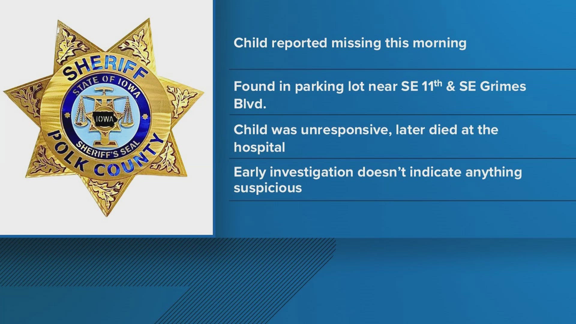 Child reported missing in Polk County dies after being found ...