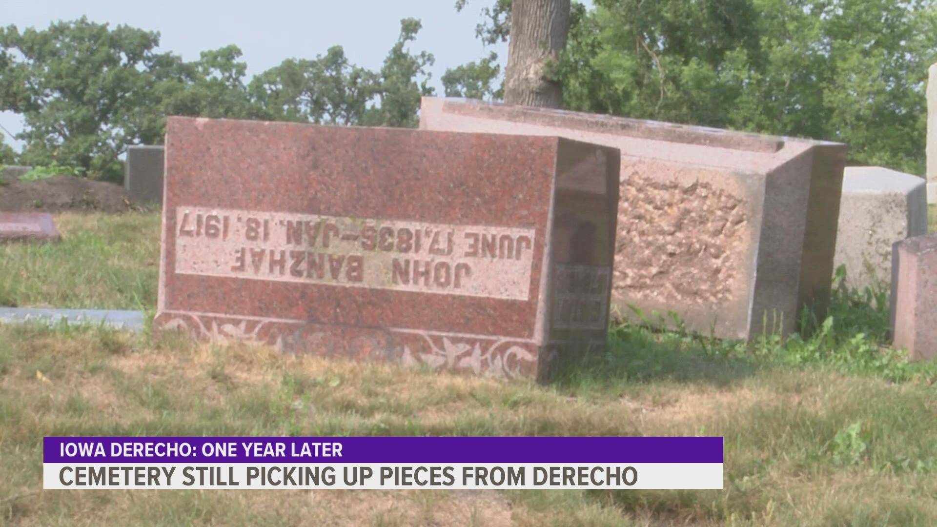 The Riverside Cemetery was left in shambles last year, and the clean-up still continues to this day.