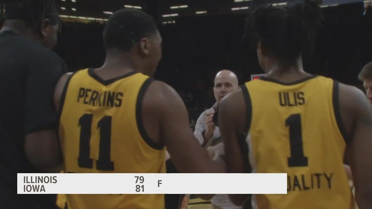 Perkins scores career-high 32, Iowa edges Illinois 81-79