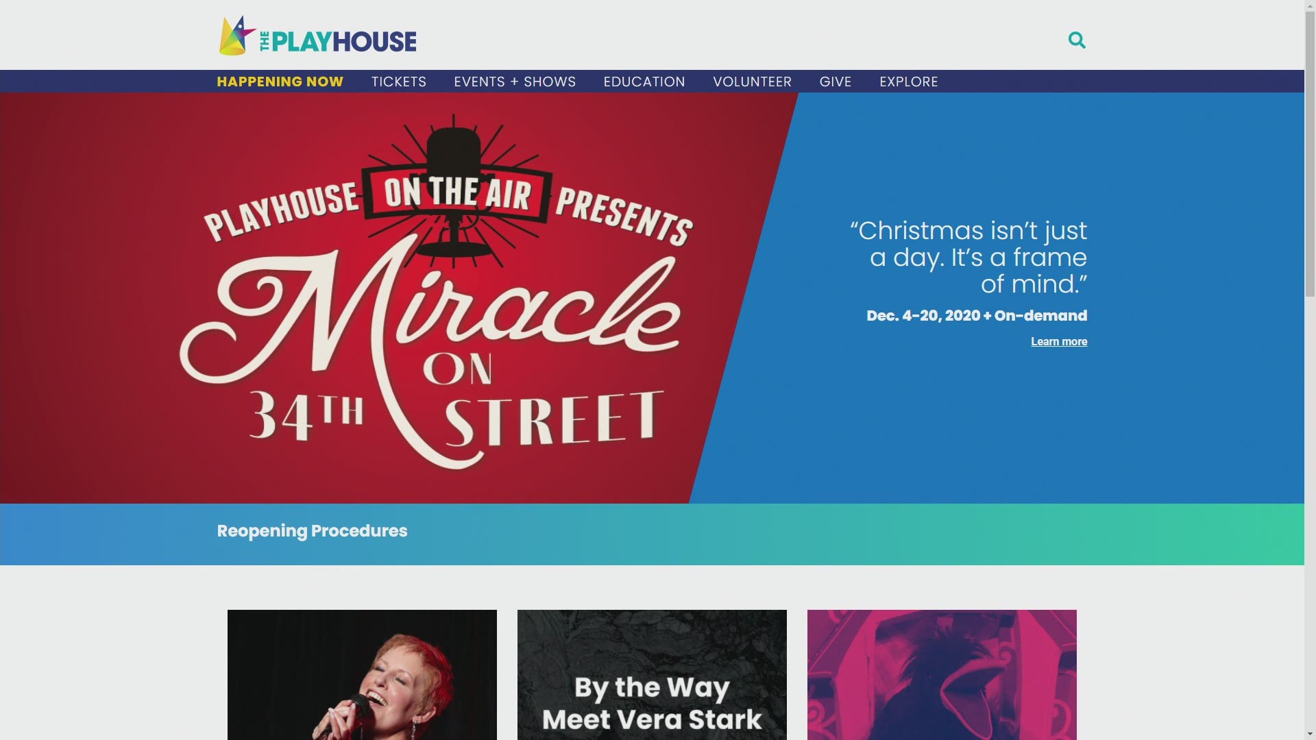 The Playhouse has a unique presentation of Miracle on 34th Street told through a radio play