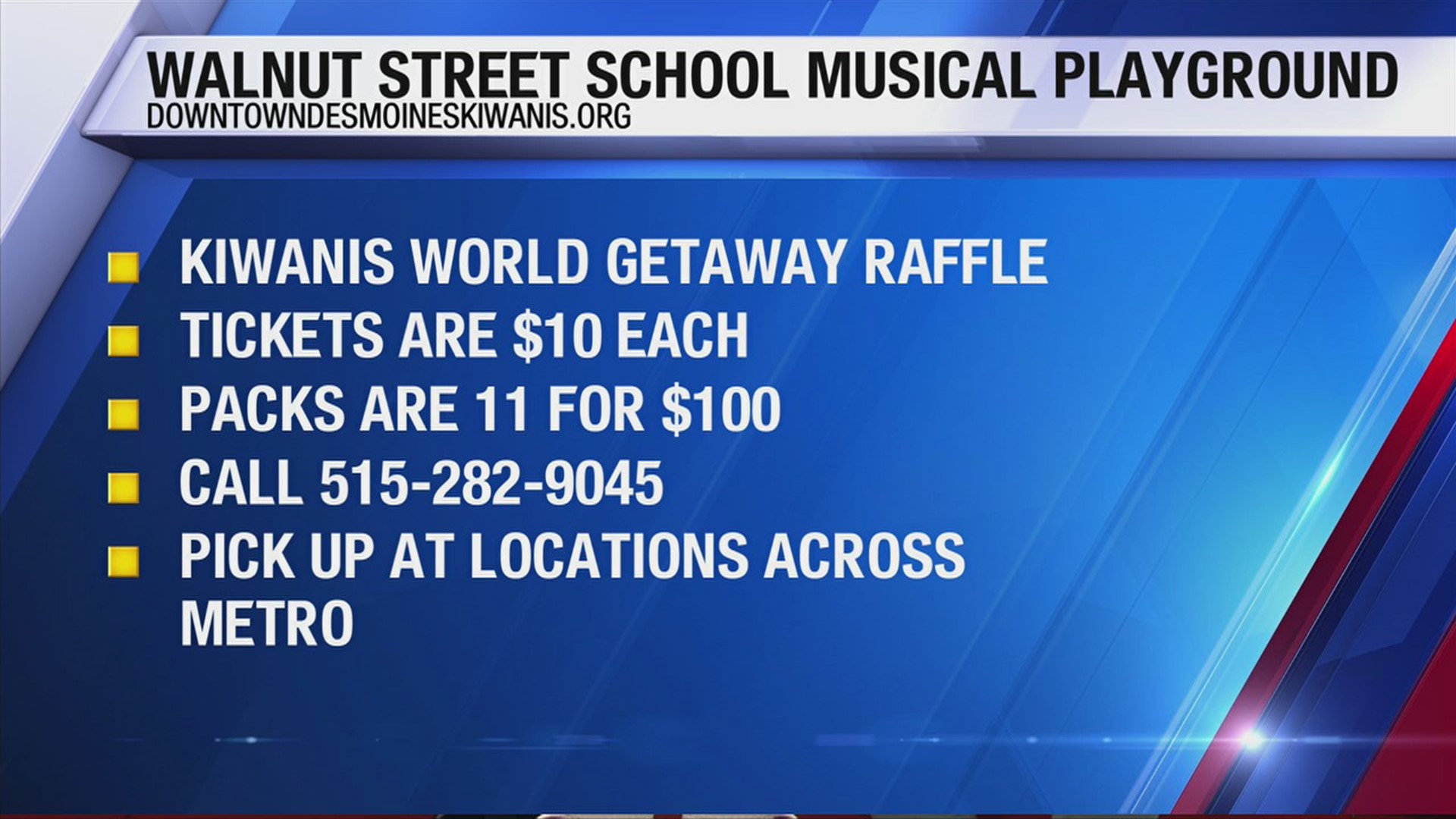 The Downtown Des Moines Kiwanis Club is looking for your help to bring a musical playground to Walnut Street School.