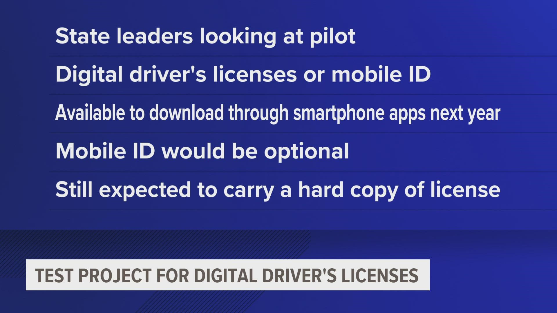 State officials have begun a pilot project to make digital driver’s licenses available for download via smartphone apps sometime in 2022.
