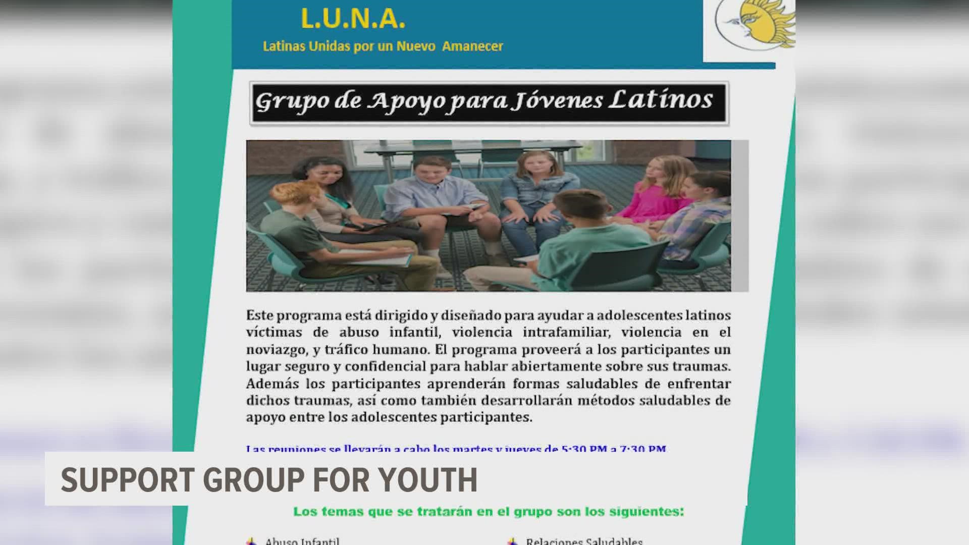 L.U.N.A is creating a support group for Latino teens in the metro to help them deal with trauma.