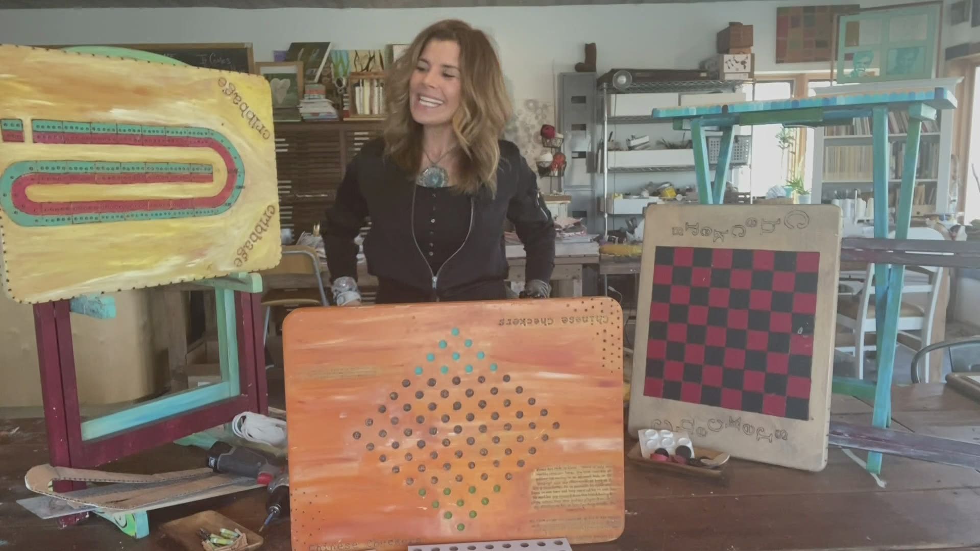 Michele creates game boards from TV trays on Iowa Live this morning