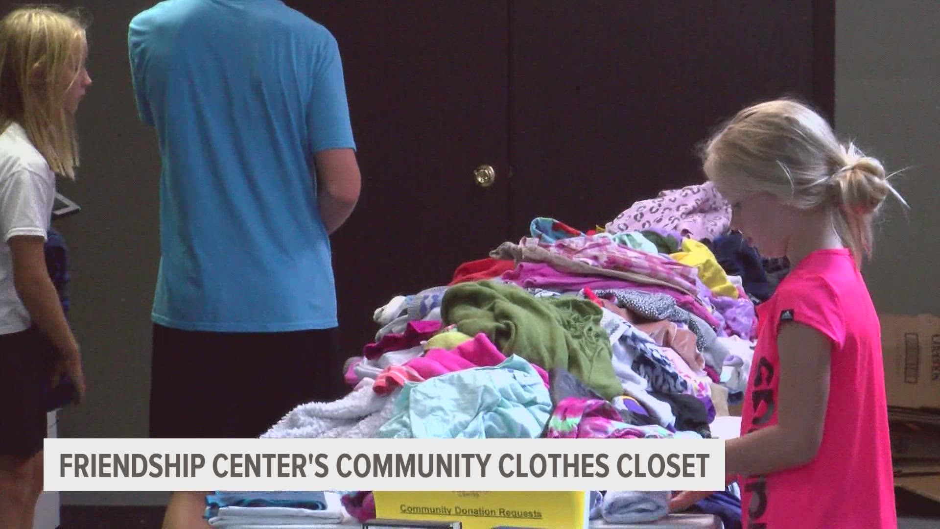 Volunteers and organizers ensure that the Friendship Center's community closet and food pantry is available to those who need it.