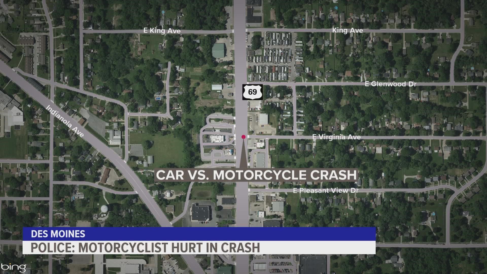 The motorcyclist was found injured on the scene by first responders and has since been transported to an area hospital.