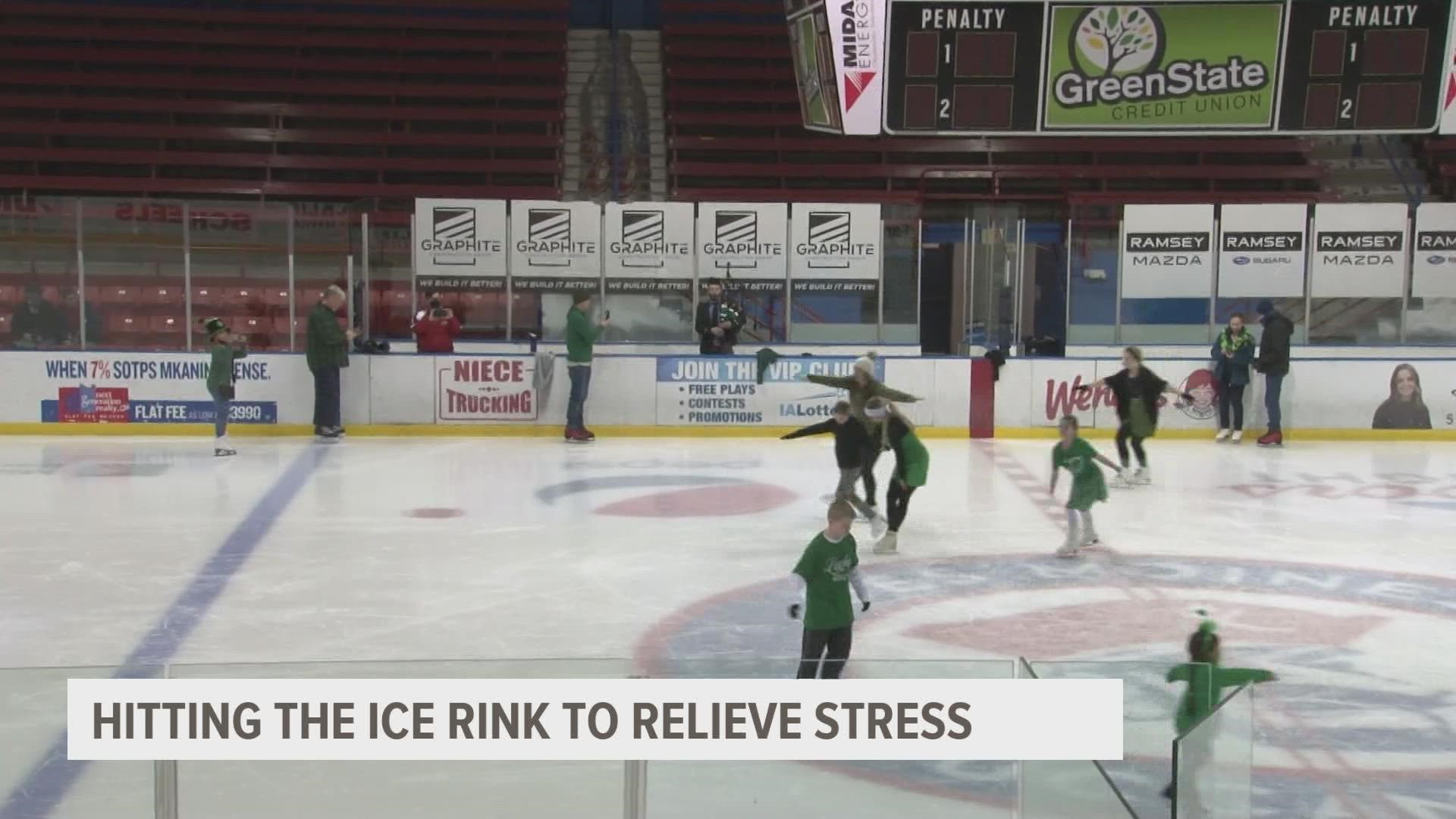 One metro woman with a family still in Ukraine said she uses the ice rink to help relieve the stress of thinking about her family.