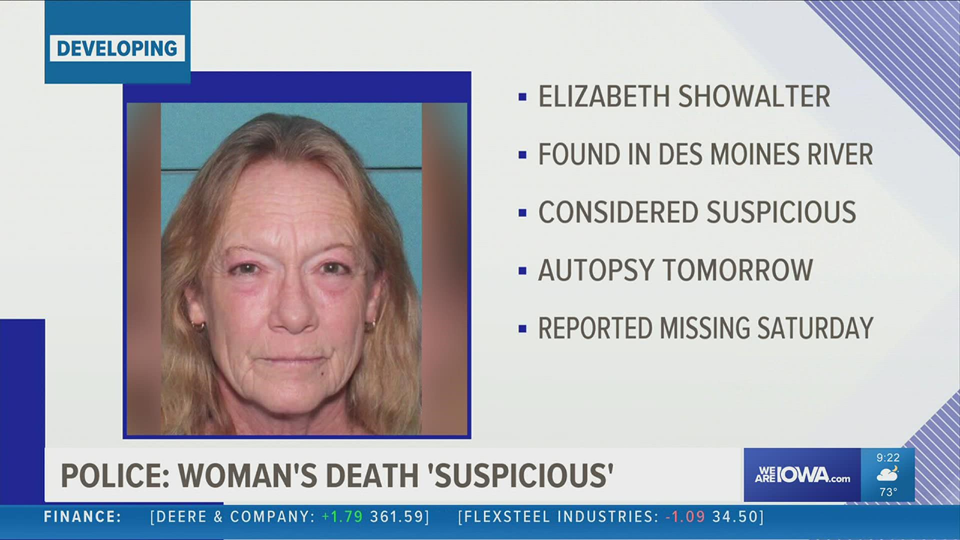 60-year-old Helen Elizabeth Showalter was reported missing Saturday.