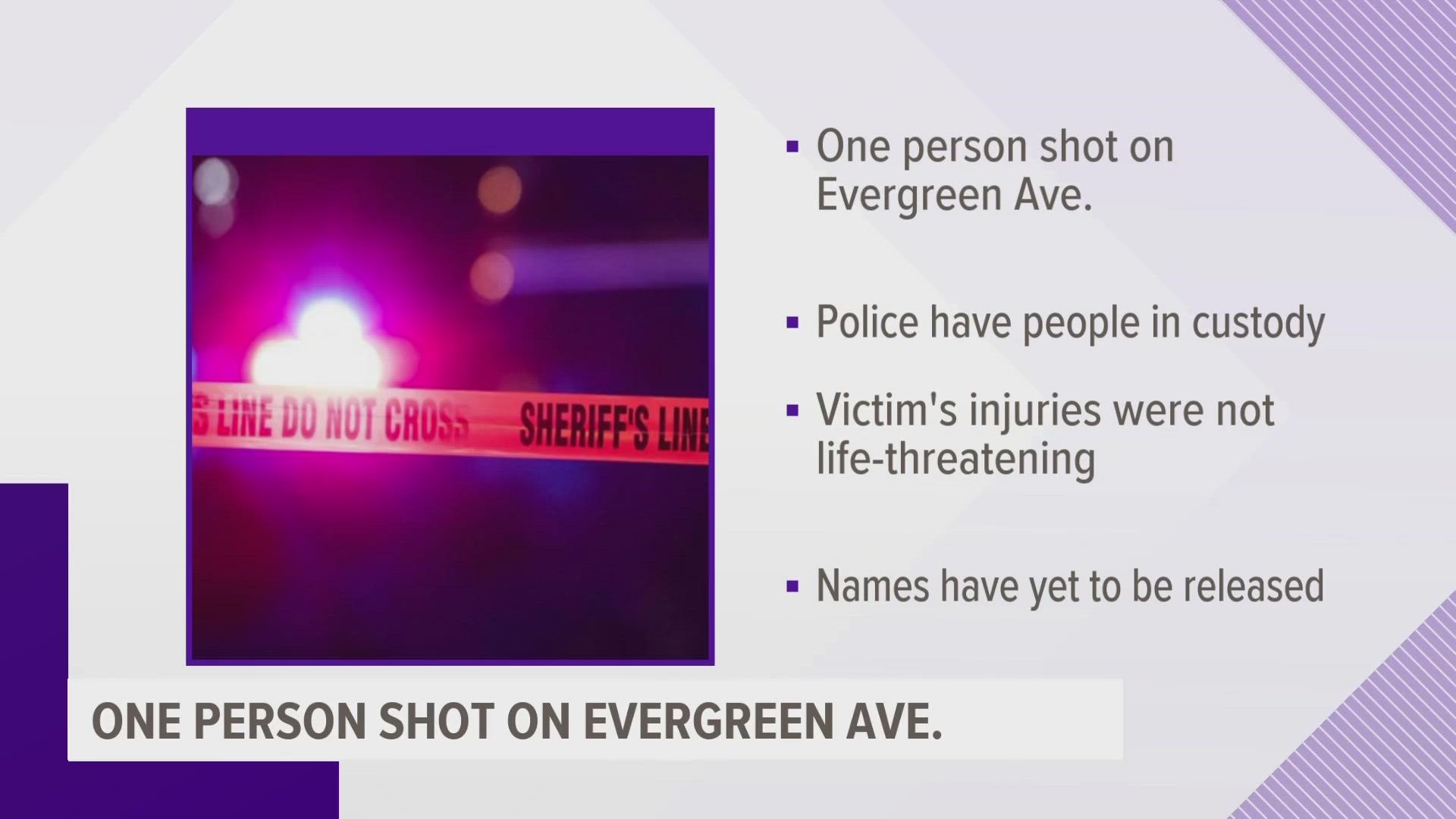 The injured person is expected to survive. Police claim people were detained at the scene, and one firearm was recovered.