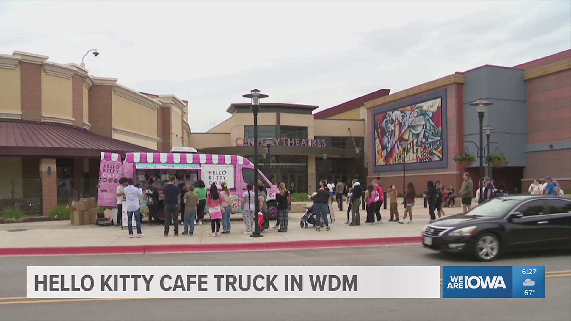 The truck stopped at Jordan Creek Town Center in West Des Moines on Saturday.