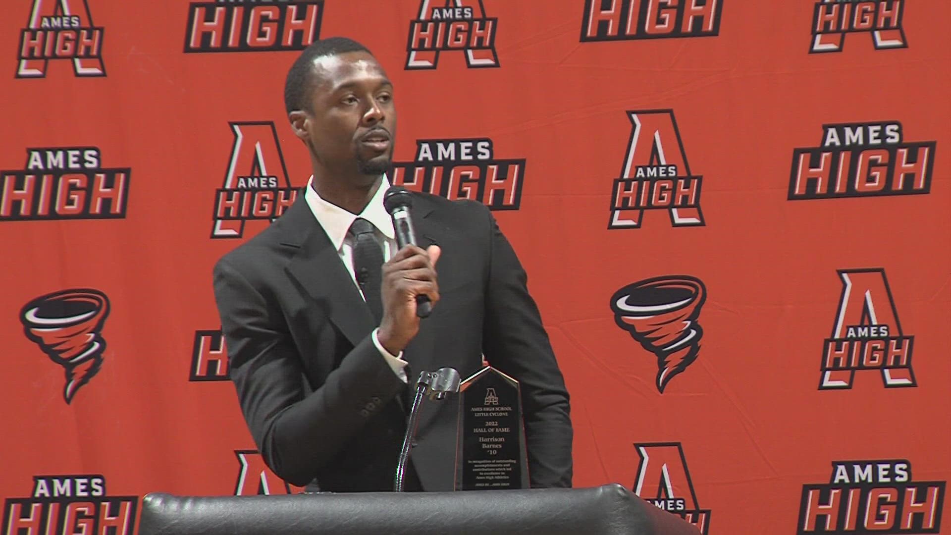 In addition to dedicating the gym and court to Barnes, he was also inducted into the Ames High School Hall of Fame.