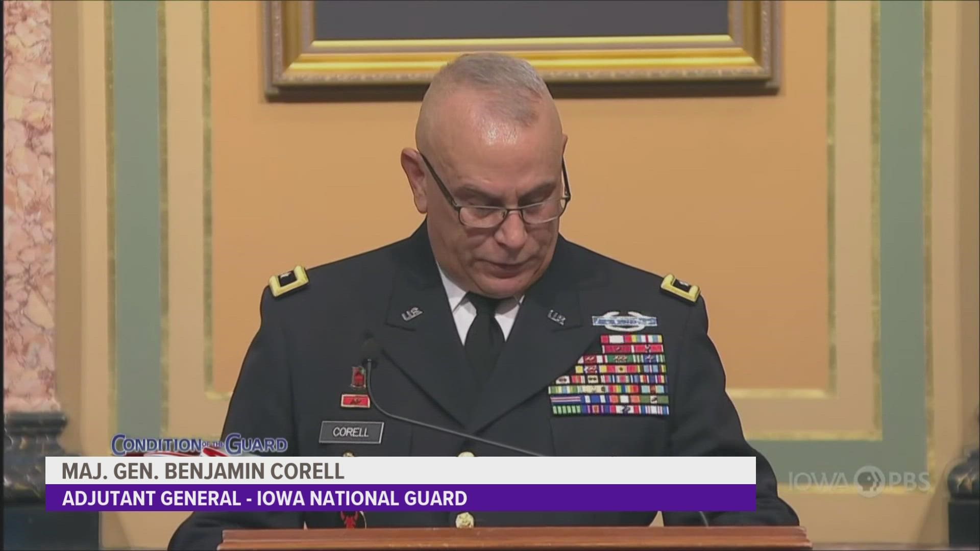 The head of Iowa's National Guard addressed a joint session of Iowa's state legislature. Correll focused on how the guard has served our country since 9/11.