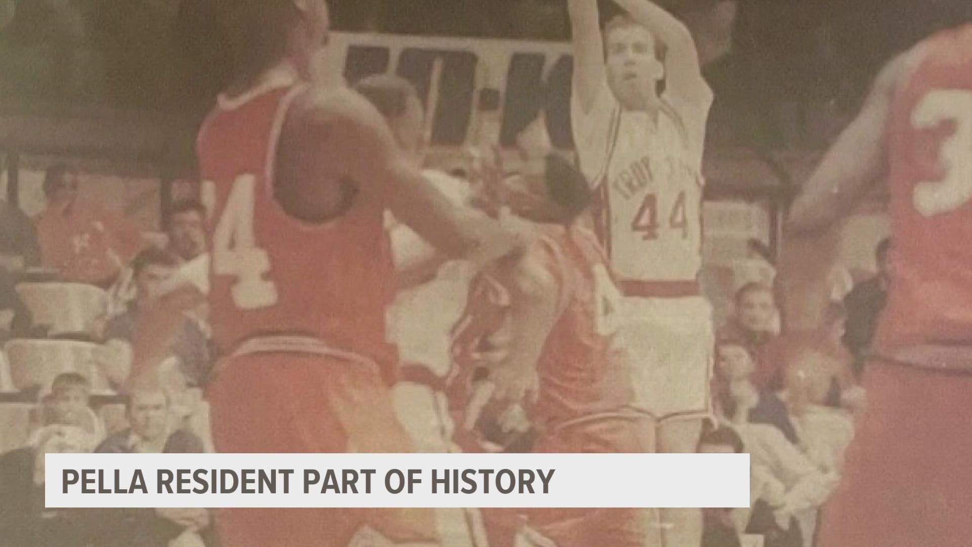 Troy University defeated Devry 258-141 in the highest-scoring men's basketball team in NCAA history. Pella resident Brian Simpson scored 37 points that day.