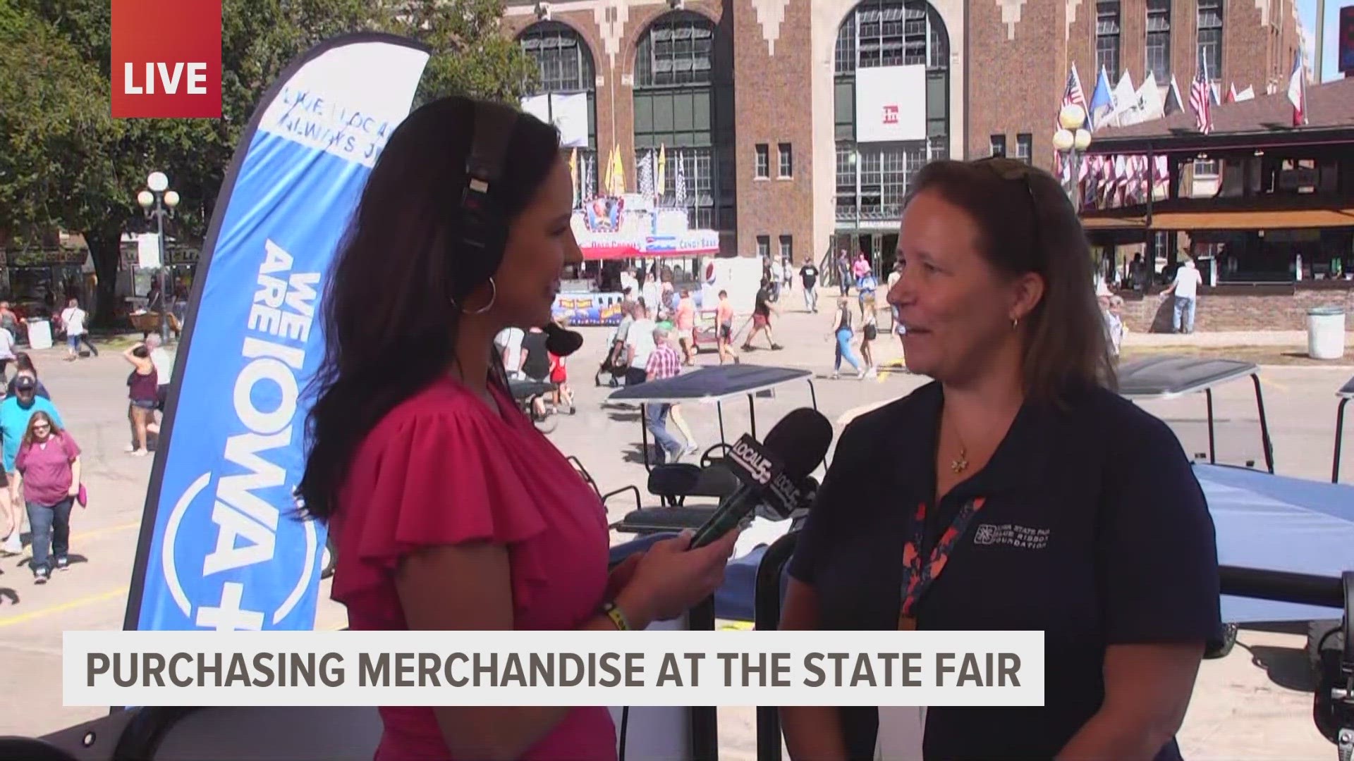 The Blue Ribbon Foundation sells official souvenirs of the 2023 Iowa State Fair. Proceeds go back into fairgrounds renovations.