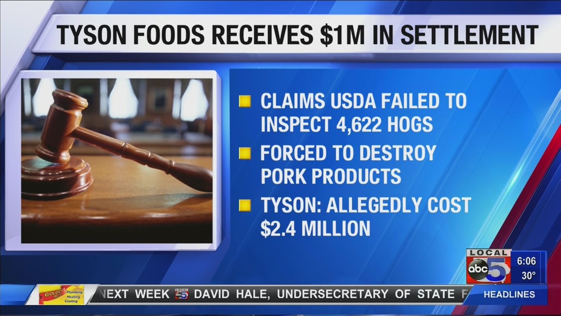 Tyson Foods reaches $1 million settlement with USDA over hog inspections