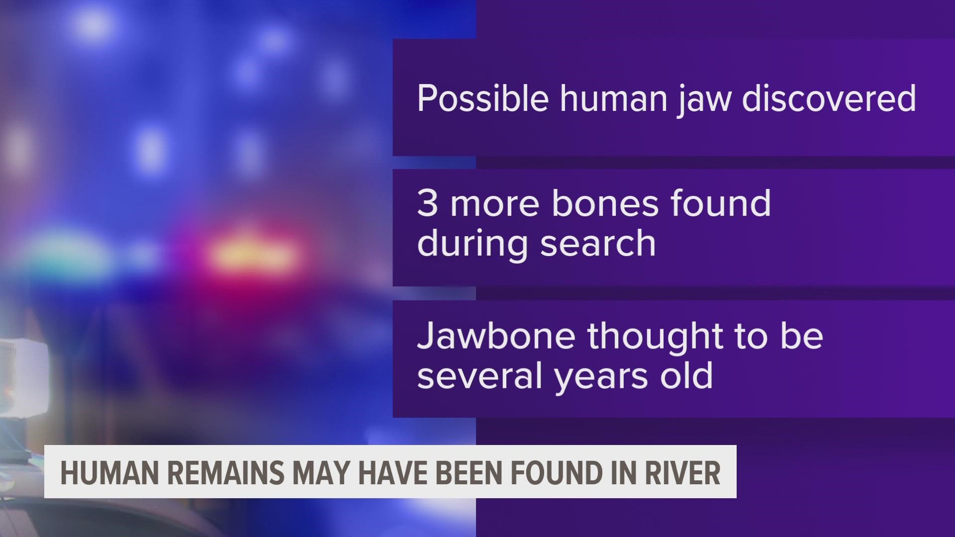 The Marshall County Sheriff's Office says a possible human bones were discovered while conservation staff were conducting a wildlife and biological survey.