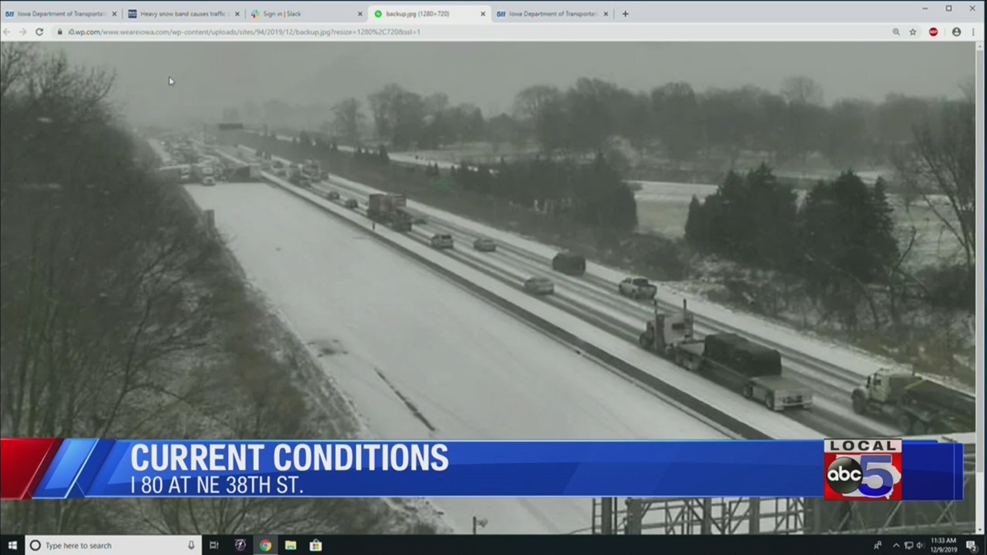 Heavy snow, multi-vehicle crash closes I-80 westbound near Altoona