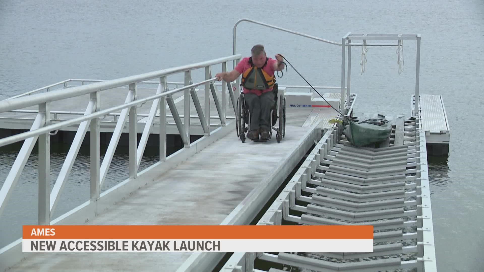 The launch allows adaptive paddlers, including those in wheelchairs, to transition into a canoe or kayak more easily.