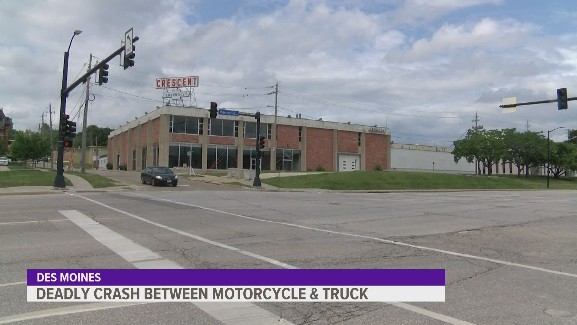 The motorcyclist was driving "at a high rate of speed" according to the Des Moines Police Department.