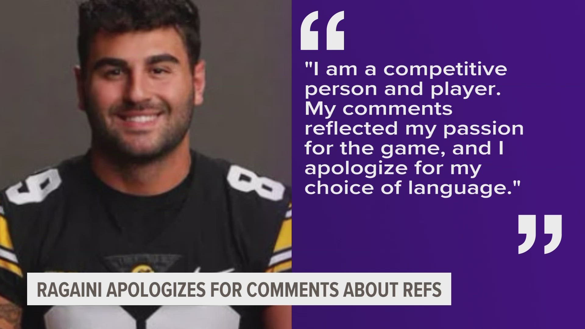 Iowa wide receiver Nico Ragaini voiced his frustration with the officiating in the Cy-Hawk game when talking to reporters on Tuesday.