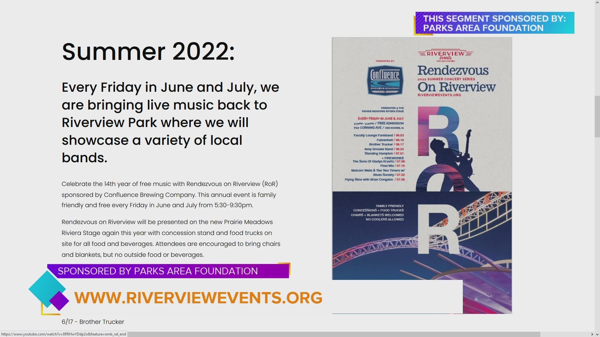 Local 5 is proud to be part of Rendezvous on Riverview Concert Series in 2022! This FREE, Family friendly event every Friday night at Riverview Park in June & July