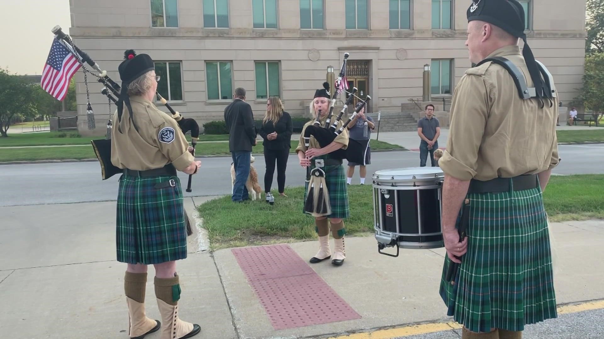 The Mackenzie Highlanders participated in the State Historical Society ceremony on the 20th anniversary of 9-11.