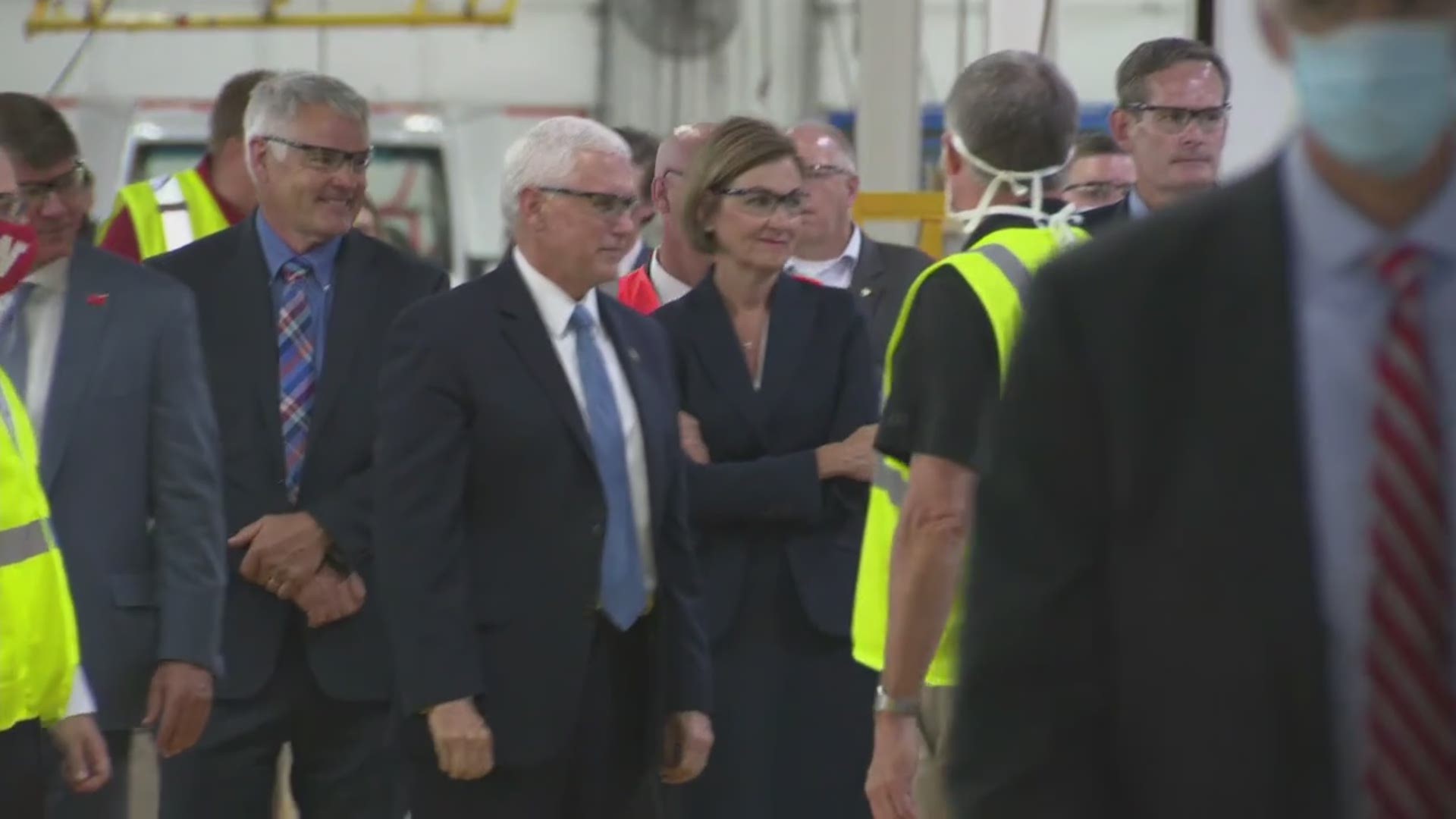 Vice President Mike Pence visited Iowa on June 16, 2020 to tour Winebago Industries in Forest City and deliver remarks titled "Opening Up American Again."
