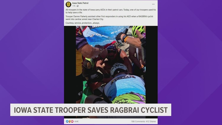 Iowa State Trooper saves RAGBRAI cyclist