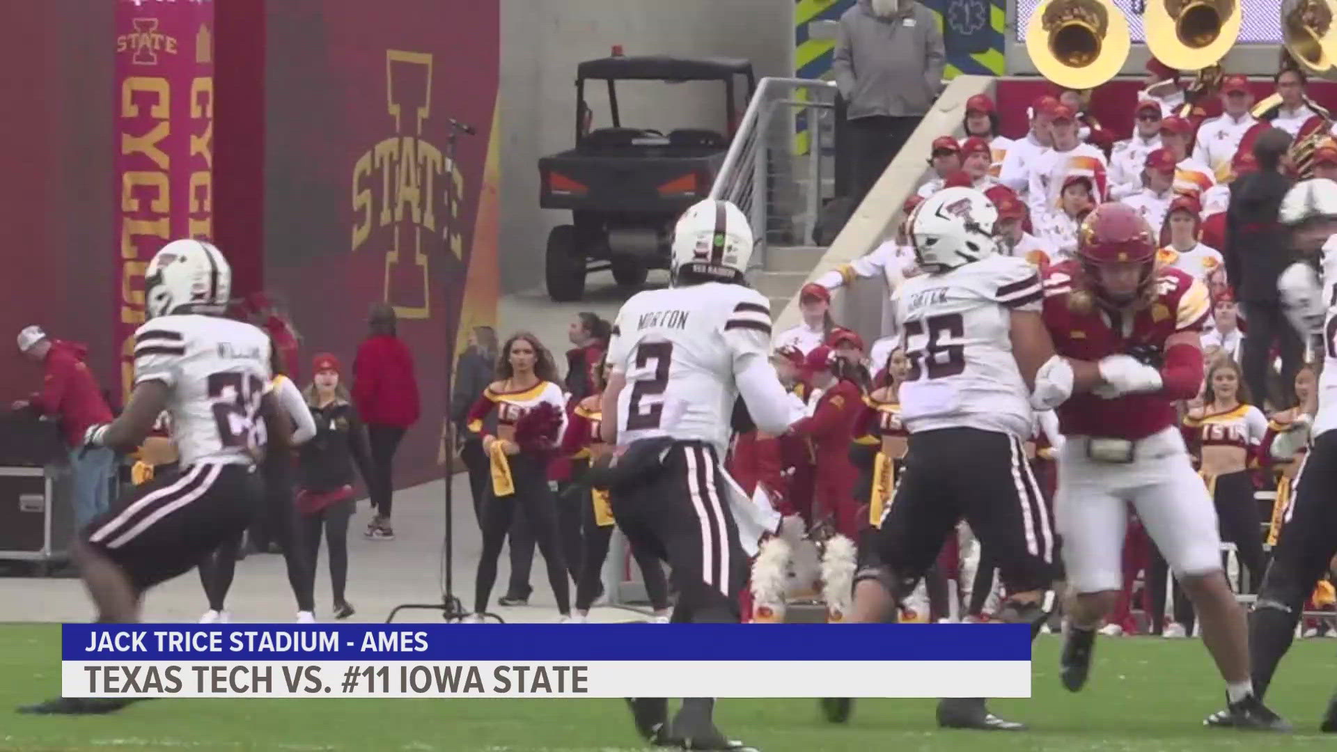 Iowa State visits Kansas next Saturday.