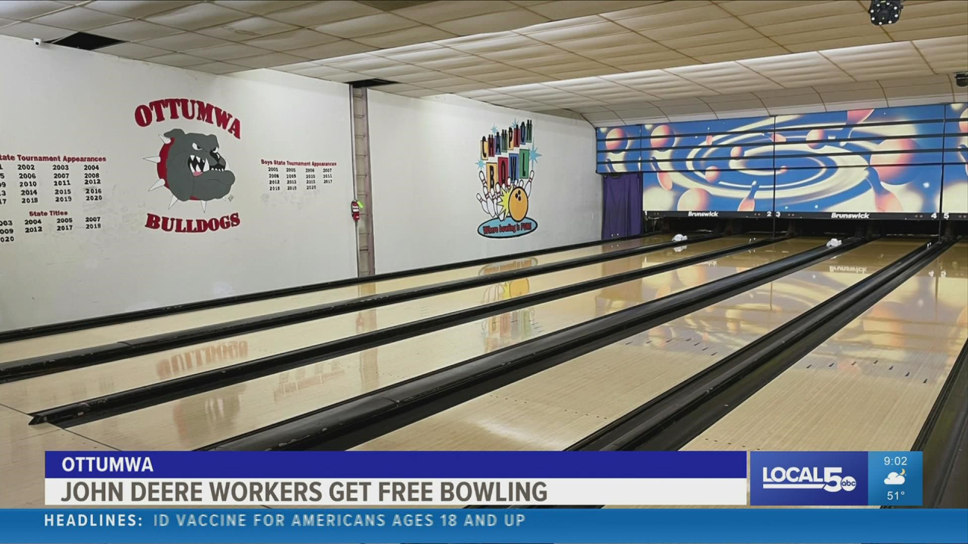 Champion Bowling owner Mark Frymoyer is a former union worker and said he wants to support the John Deere employees during this stressful time.