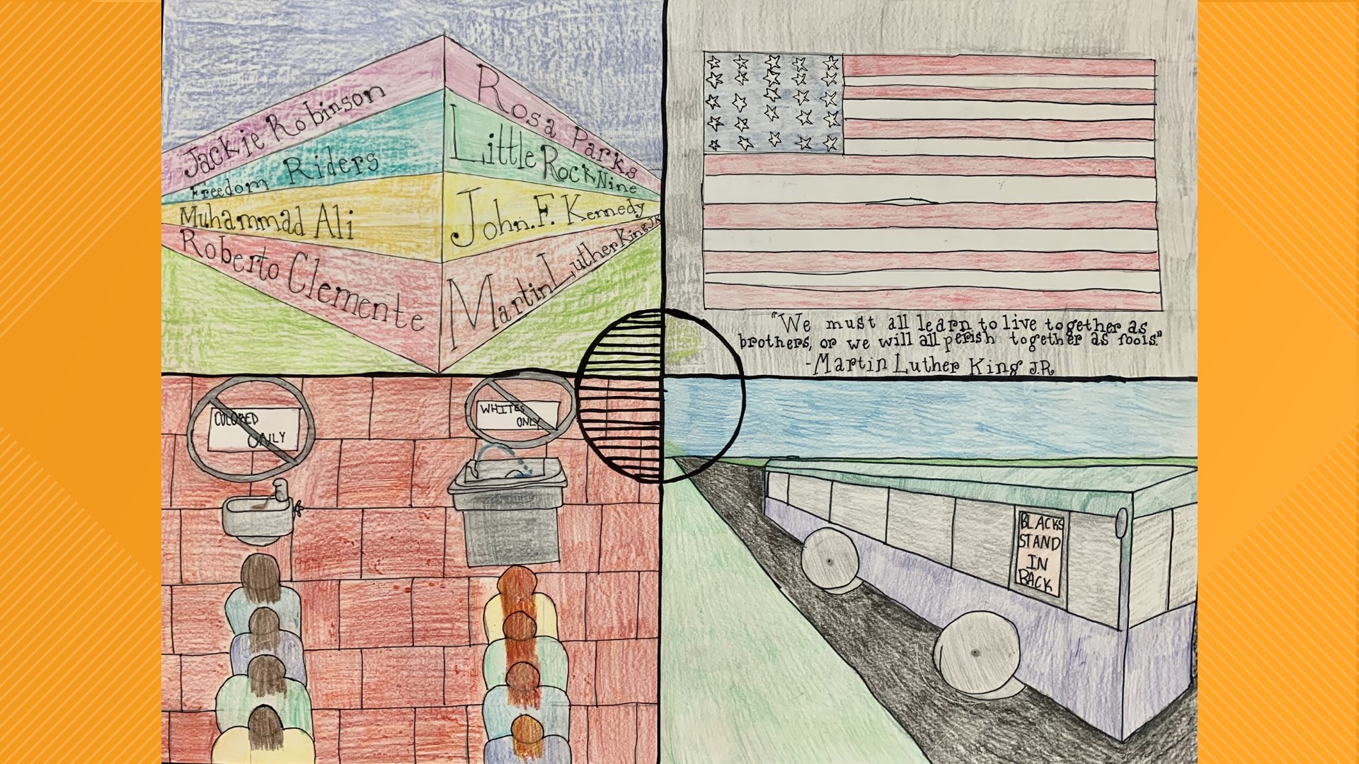 Middle school students were tasked with drawing interpretations of Black History Month.