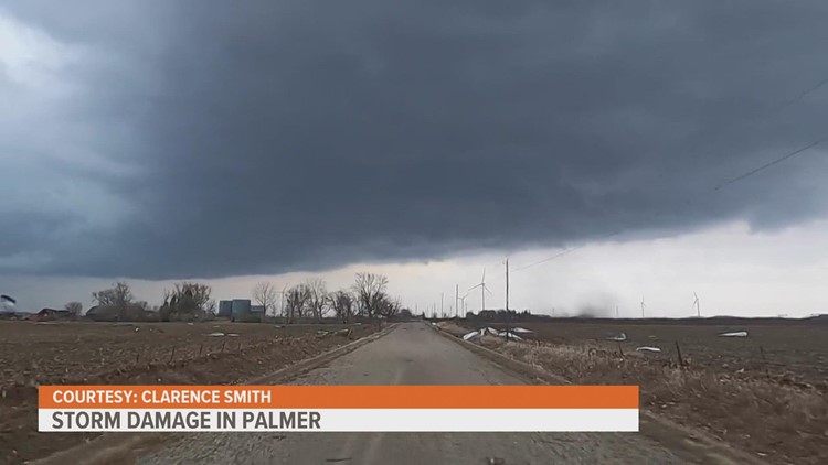 Storm damage reported near Palmer, Iowa following Tuesday's tornadoes