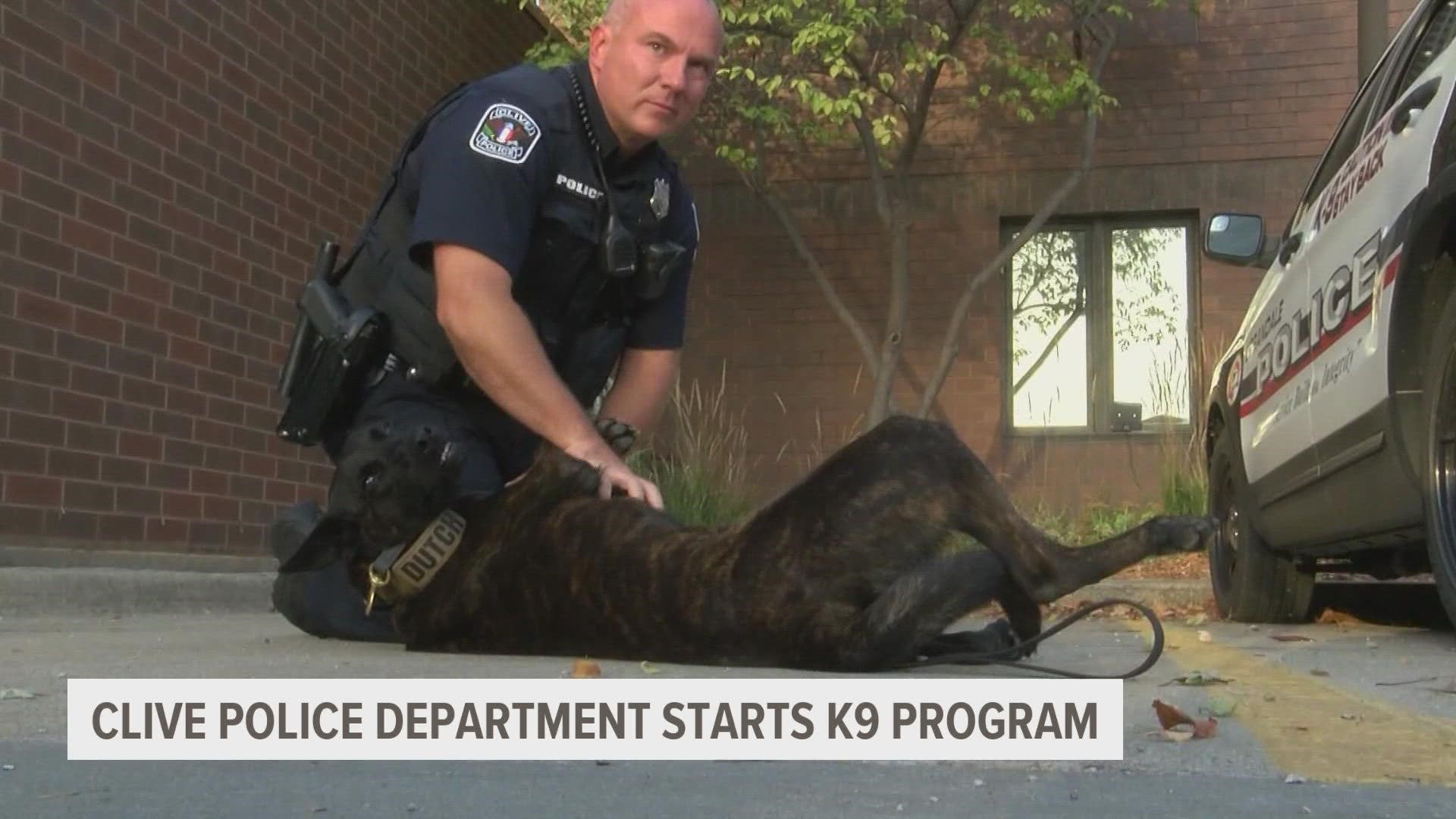 The Clive Police Department recently started a K9 program. K-9 Dutch was sworn in on September 10, and since being sworn in has been used seven times.