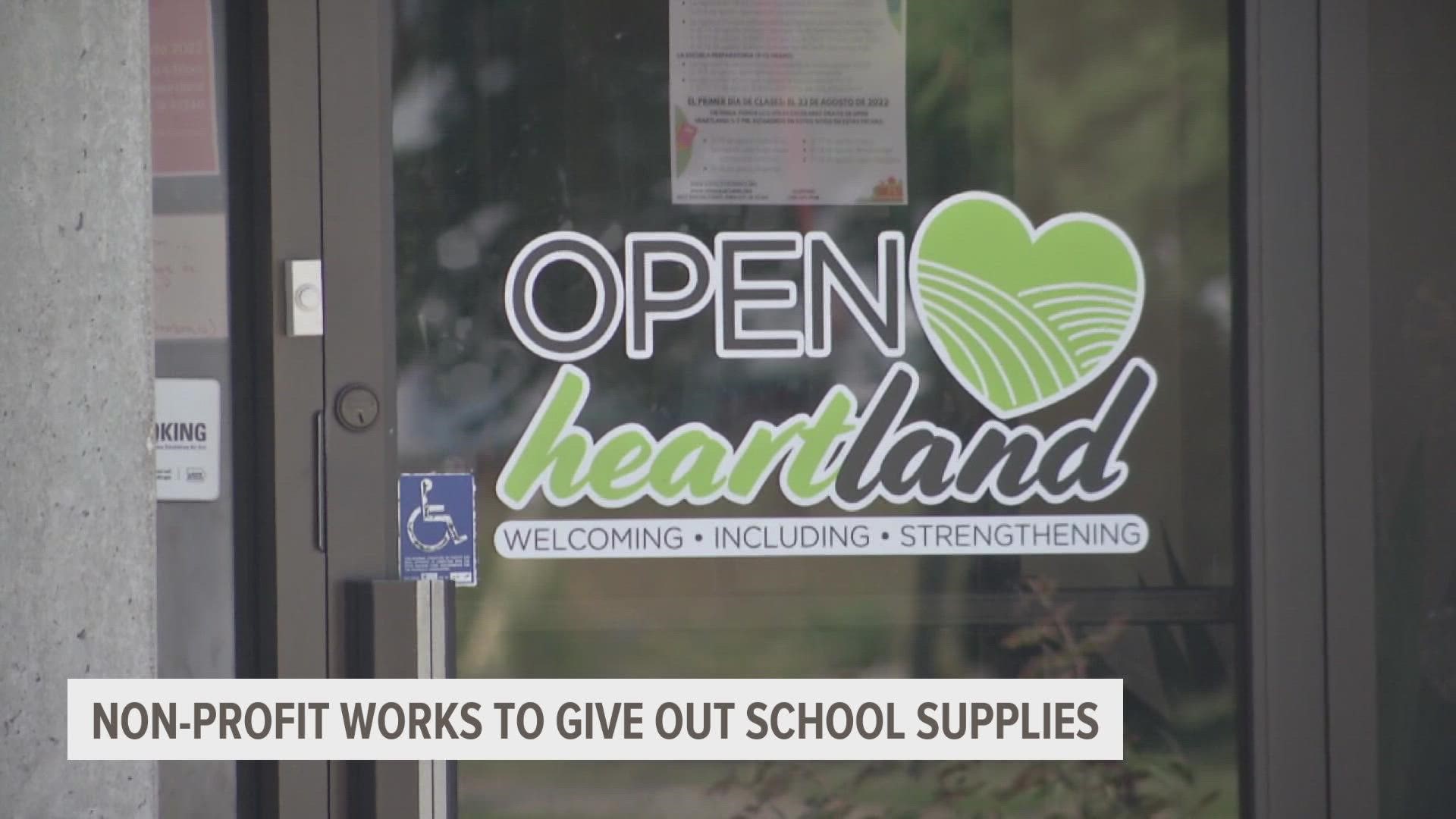 Iowa City-based Open Heartland plans to give out a full list of supplies to at least 1,000 students in Eastern Iowa.