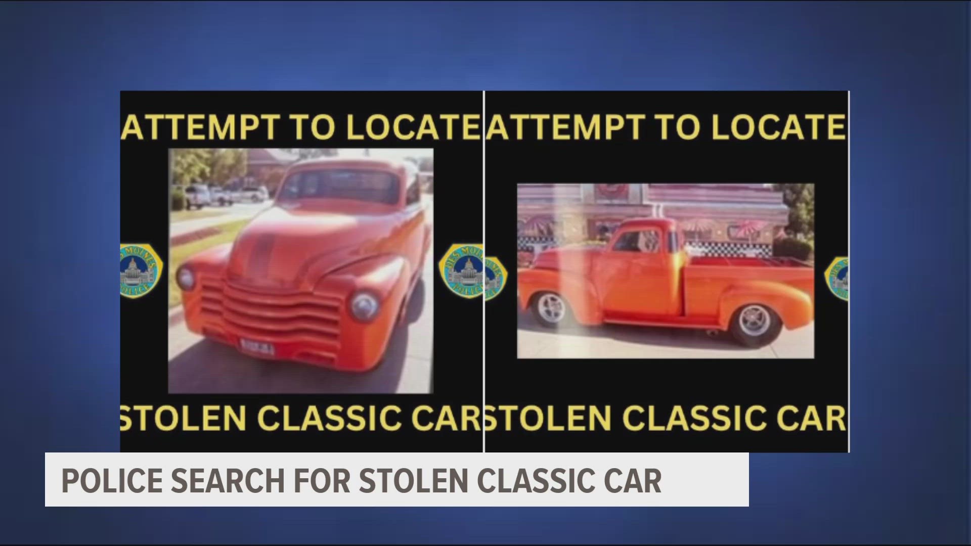 Two of these 1950 Chevy trucks were stolen between March 23 and April 4. One has been recovered, while the other is still missing.