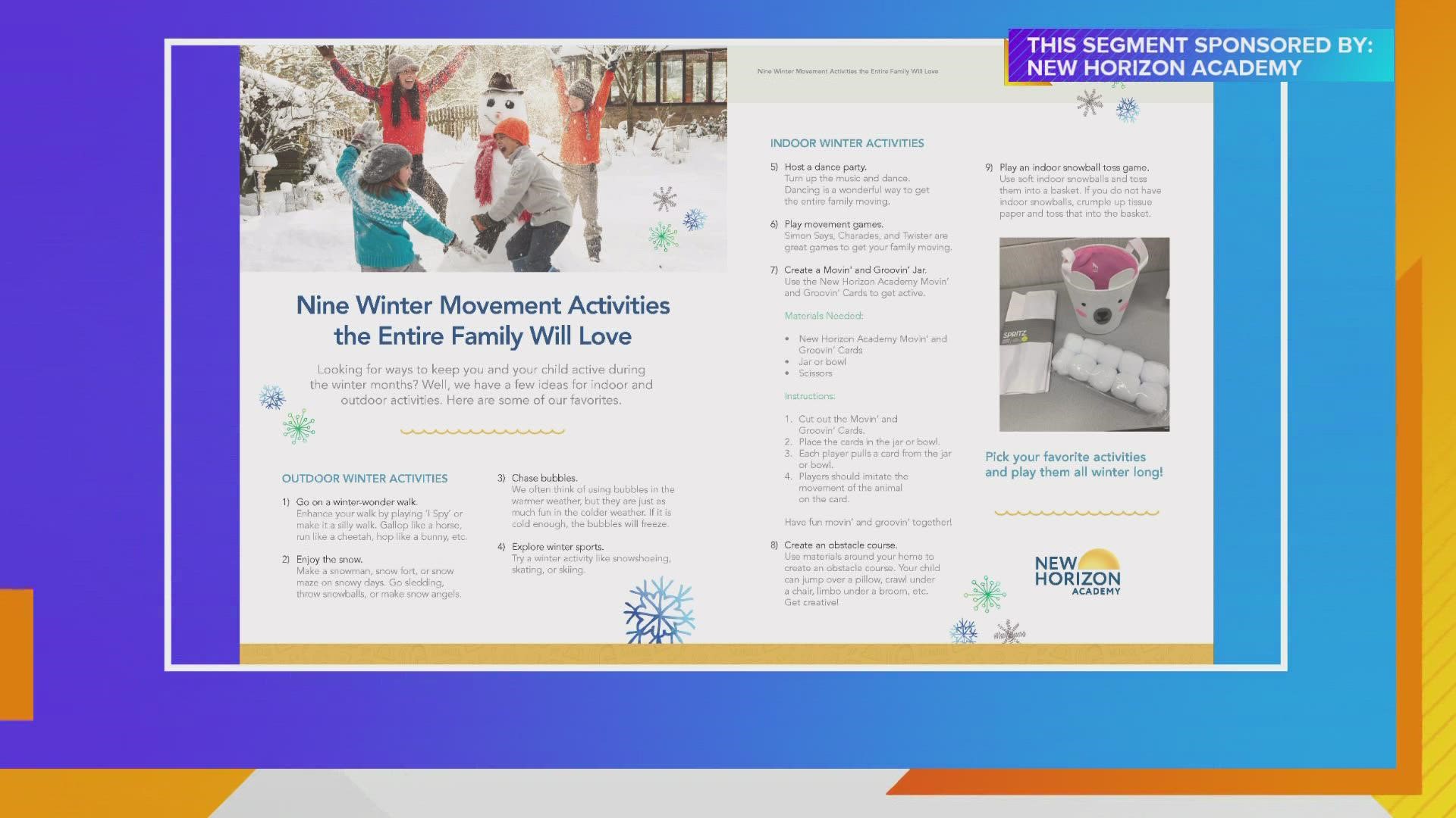 Kelena Bonnell, Area Director-New Horizon Academy, talks about nine winter movement activities/games that will be fun for the whole family | Paid Content