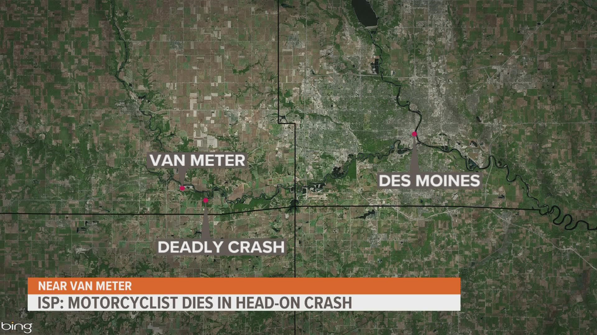 The Iowa State Patrol said a motorcyclist died in a  crash in Dallas County Sunday.