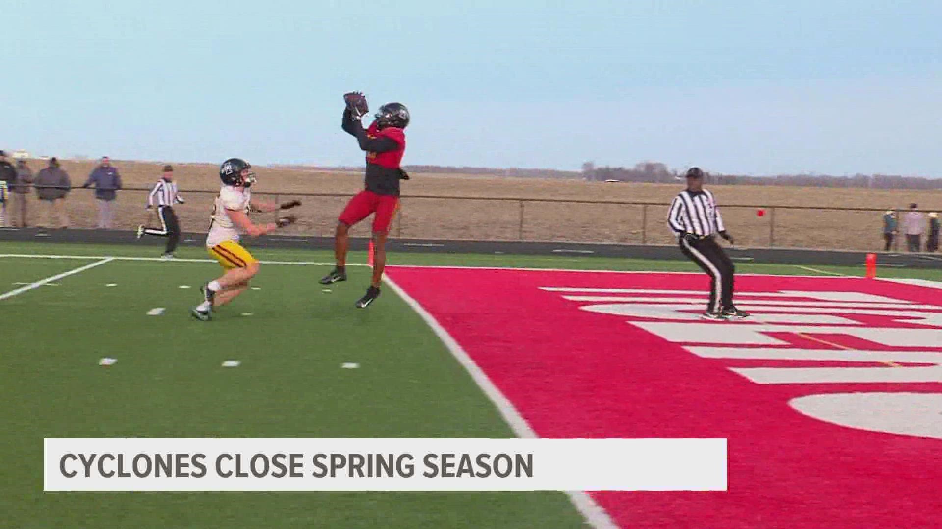 The Iowa State Cyclones wrapped up spring practice in front of several hundred fans Friday just up the road from Ames at Gilbert High school.