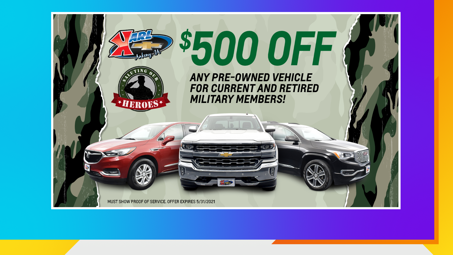 Bret Moyer from Karl Chevrolet talks about the final days of the Sell Us Your Vehicle Event going on right now! Also, $500 Military pre-owned discount | PAID CONTENT