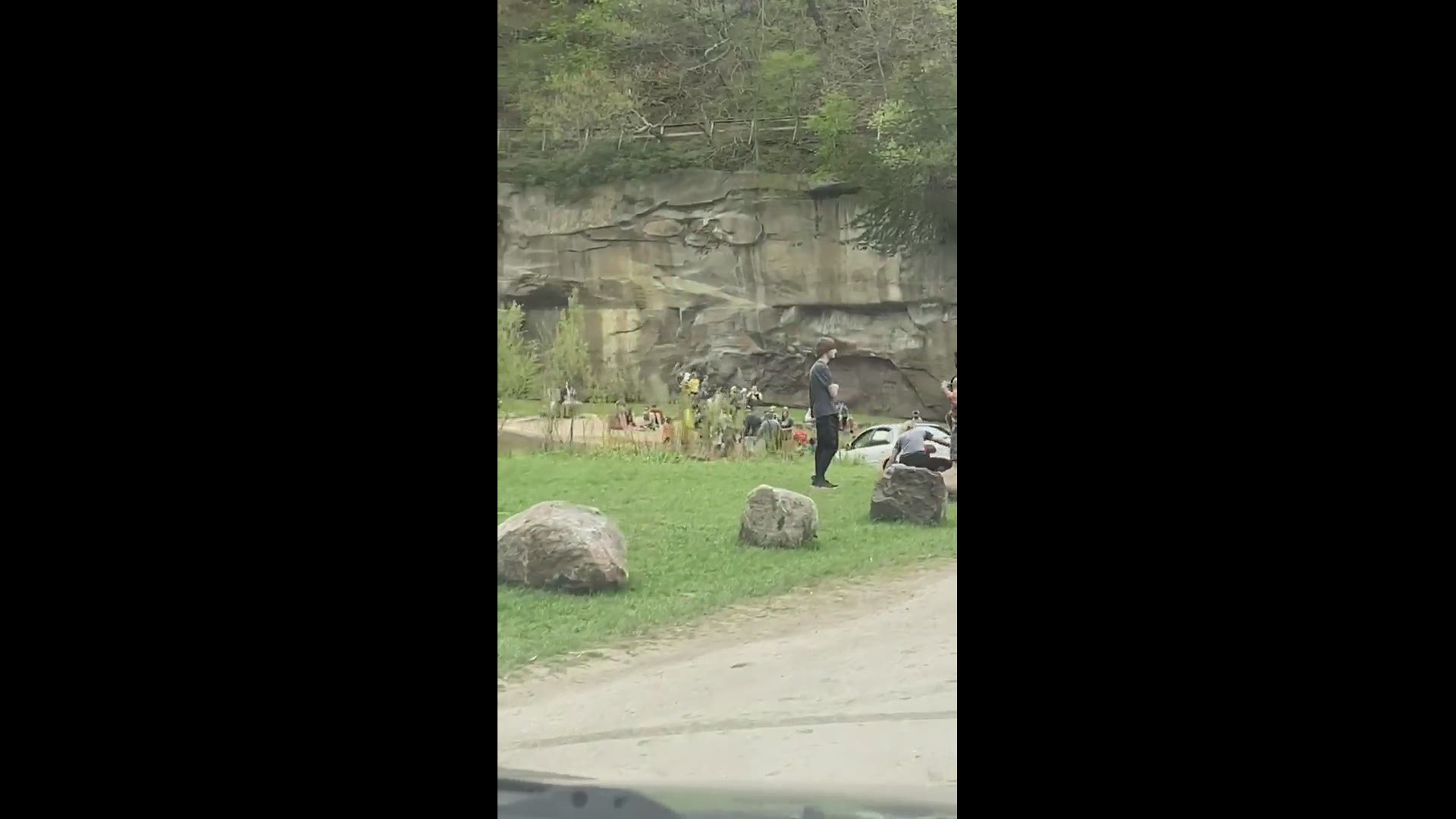 This video sent in from a viewer shows people at Ledges State Park crowding a pond area.