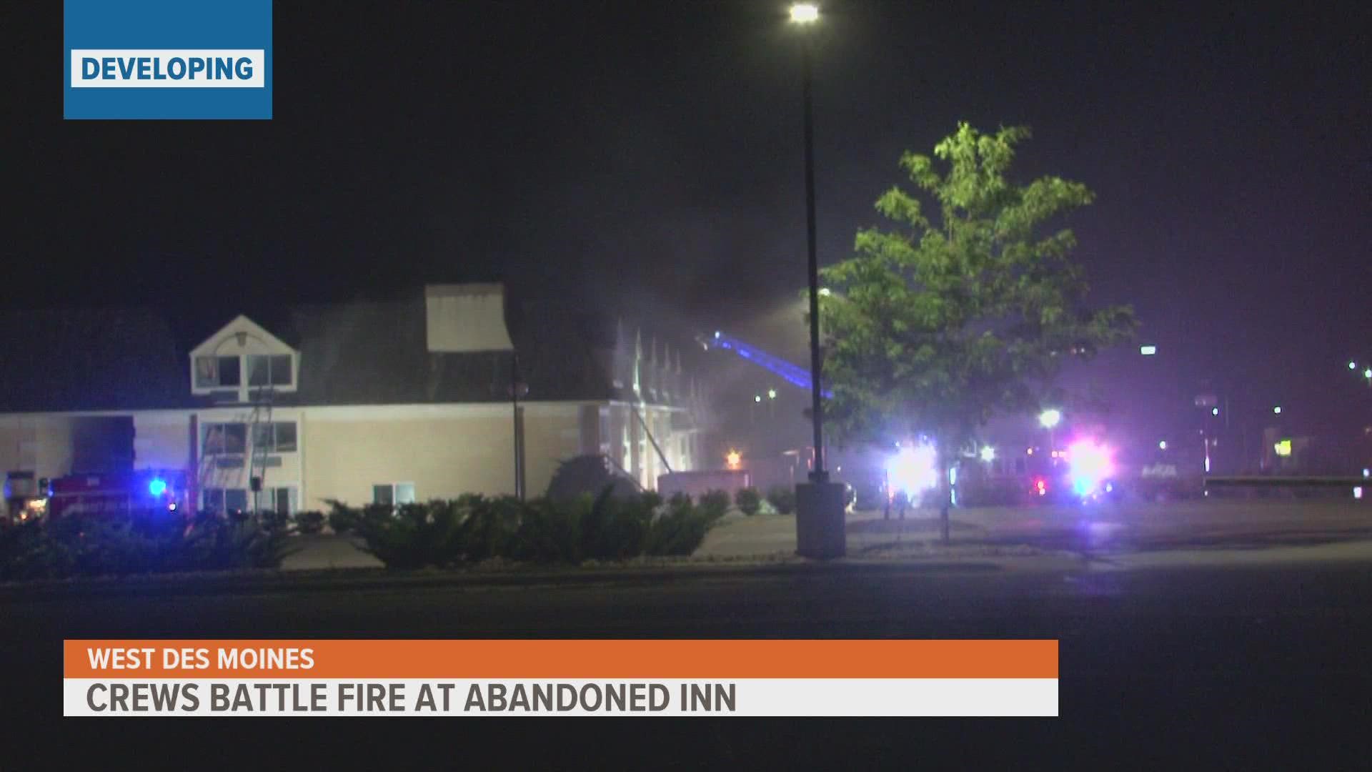First responders spent the overnight hours on the Fourth of July battling a fire at a vacant hotel in West Des Moines.