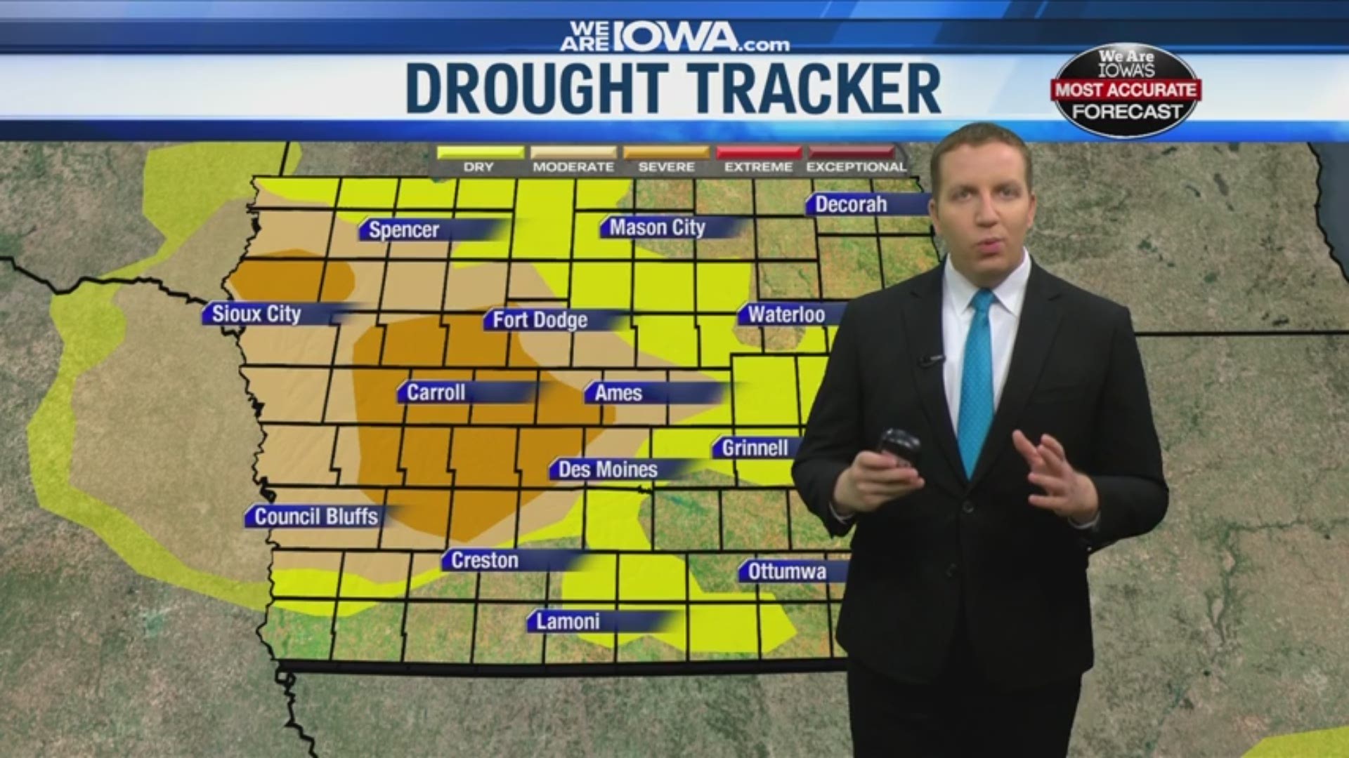 The severe drought conditions have worsened across western and west-central Iowa.