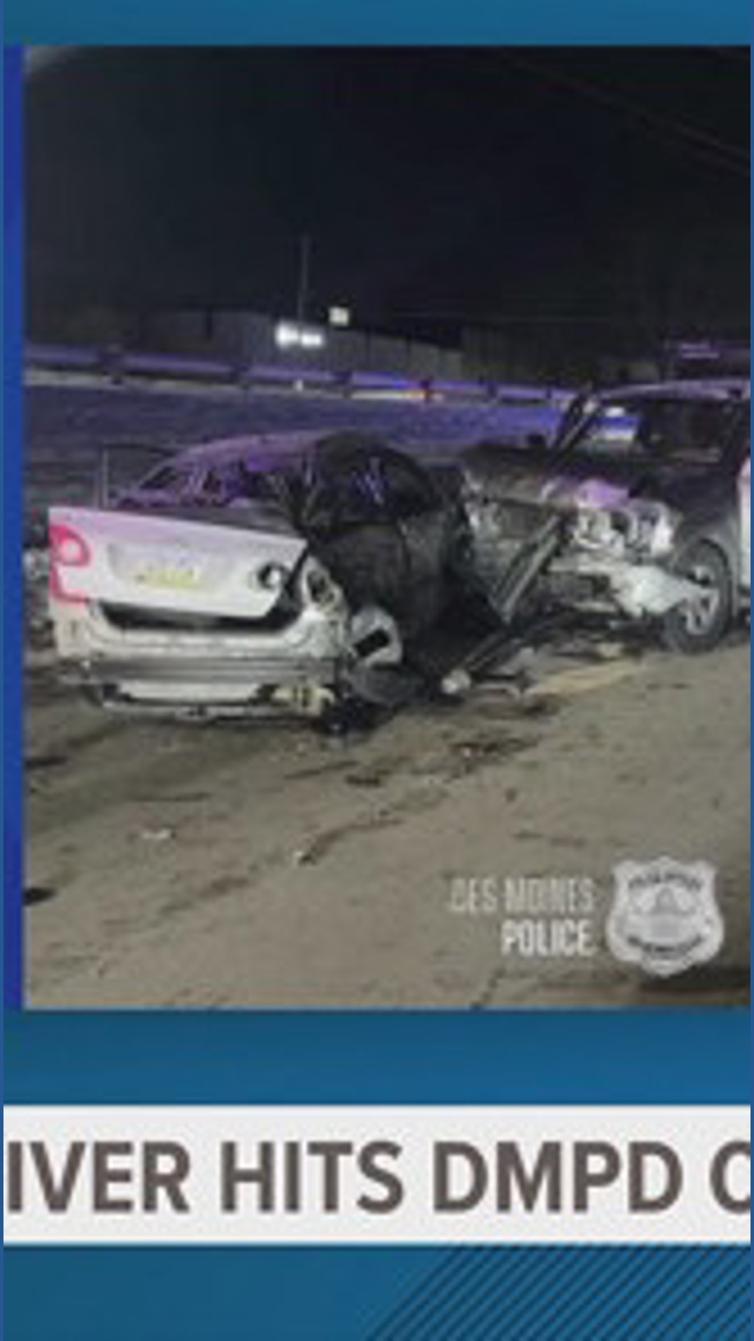 Des Moines police officer injured after driver hit cruiser Sunday night ...