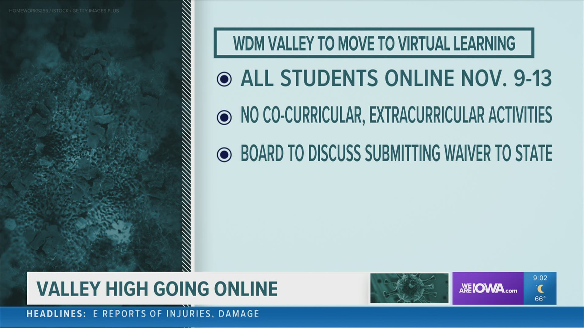 All learning will be done virtually for the week of Nov. 9-13, with the schoolboard discussing the possibility of submitting a waiver request to extend that time.