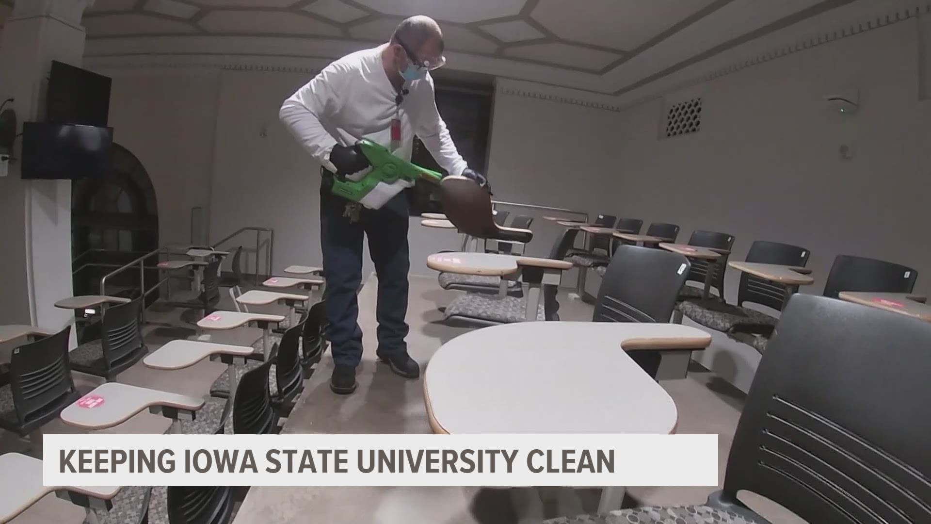 A custodian at Iowa State University said it can take him up to three hours to clean an auditorium, with the new cleaning checklist he must now follow.